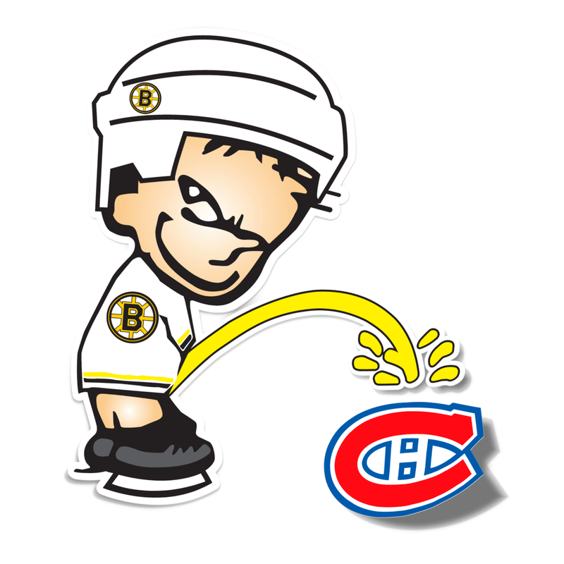 Autocollant bonhomme pisse Boston/ Canadiens - Go lettrage - Sticker Art Online