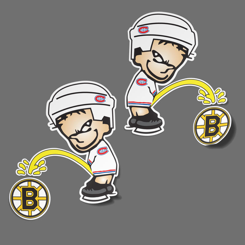 Autocollant bonhomme canadien pisse sur boston - Go lettrage - Sticker Art Online