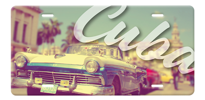 Plaque de voiture voyage Cuba - Go lettrage - Sticker Art Online